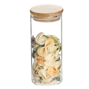 Wooden lid borosilicate airtight glass jar